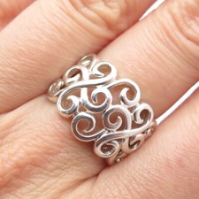 925 Sterling Silver Vintage Swirl Ring Size 6.25