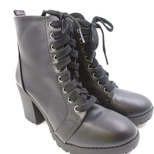 Block Heel Combat Boots Size 