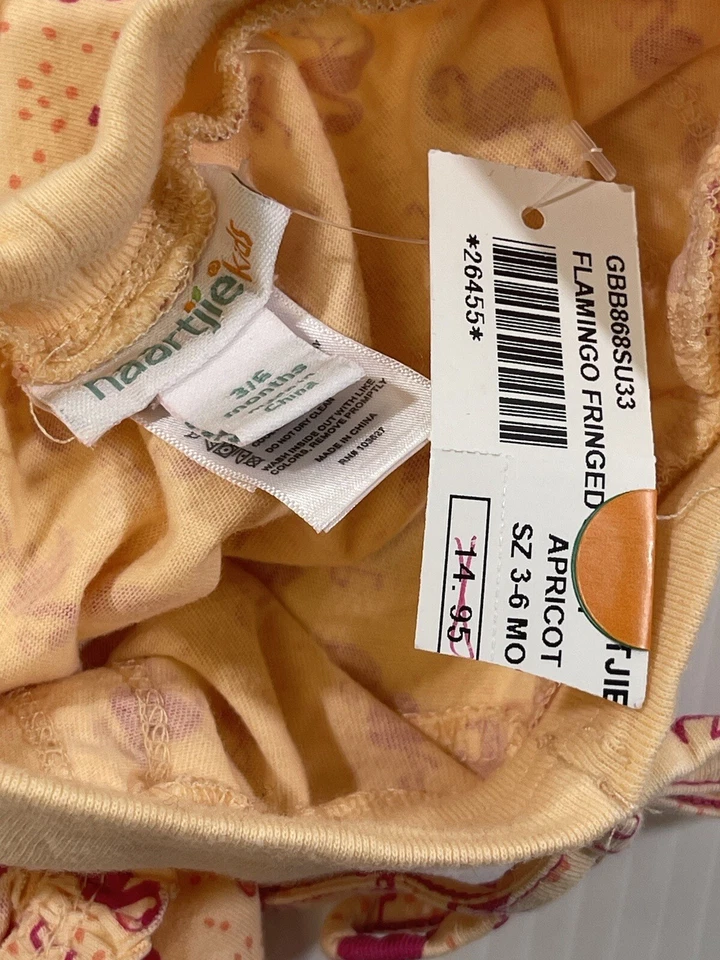 Conjunto de 2 pantalones cortos con volantes y estampado de albaricoque 100 % algodón Naartjie para niñas 3-6 meses Foto 4 de 4