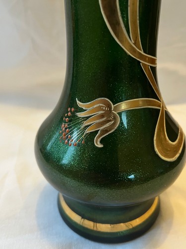 Vase, Harrach, glass factory, new world, Bohemia, glass, gold plating, enamel, - Picture 7 of 9