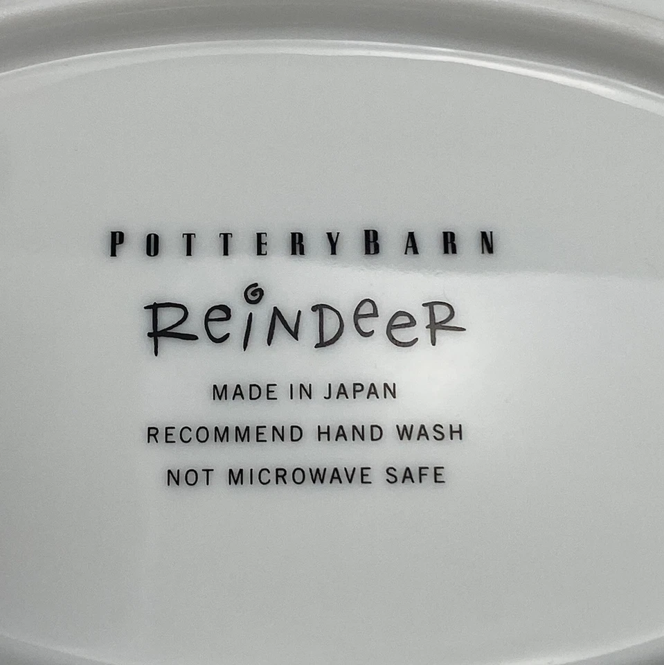 Plato ovalado Pottery Barn Reindeer Rudolph | 17" | Borde de platino | Japón Foto 3 de 4