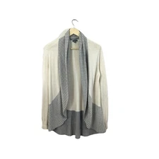 Lilla P Small Cardigan Sweater Open Front Cotton Angora Cashmere Womens READ