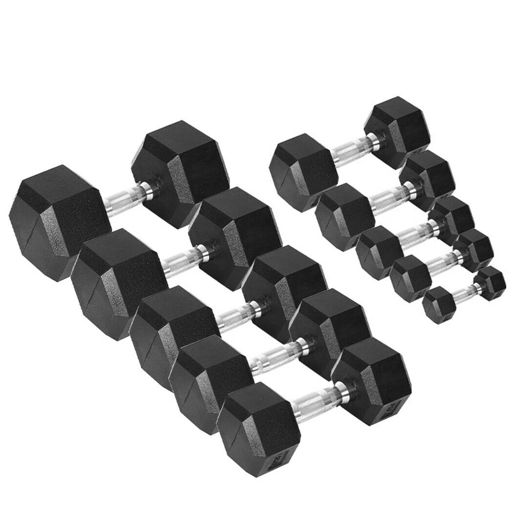 1KG-40KG Rubber Hex Dumbbell Fitness Home Gym Exercise Strength Weight 