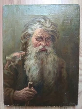 Vintage Original Oil Painting Portrait man Retro USSR Soviet Socialist realism