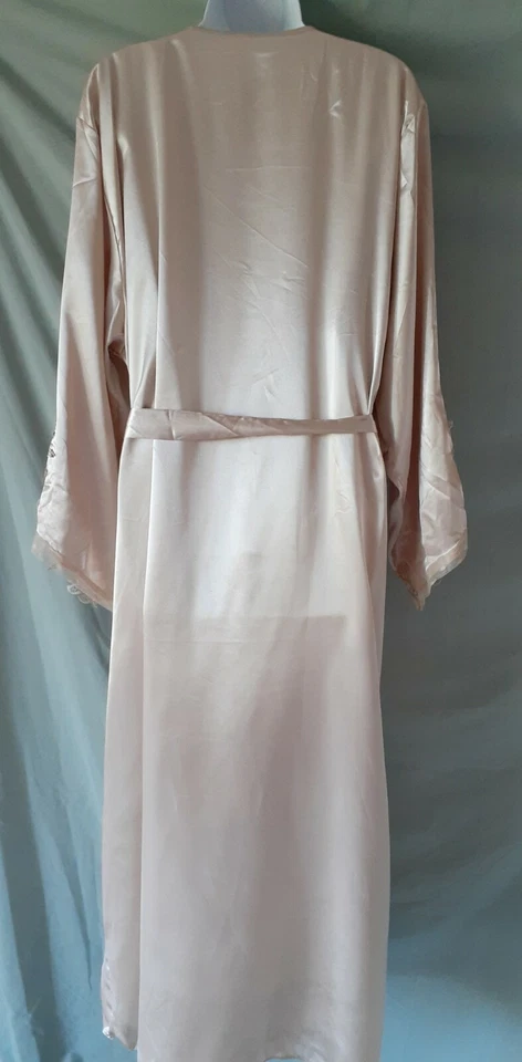 Flora Nikrooz Beige Bata Apliques Encaje Ribete Estilo Vintage Largo L/XL 48" BUSTO Foto 4 de 4