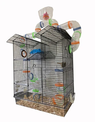 MCAGE Large 5-Floor Twin Tower Dwarf Hamster Habitat Rodent Gerbil Mouse Mice Rat Cage