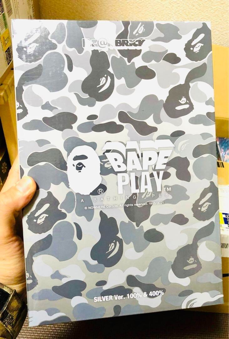 BE@RBRICK BAPE CAMO SHARK Silver 100% 400% MEDICOM TOY BE@RBRICK BAPE CAMO SHARK Silver 100% 400% MEDICOM TOY