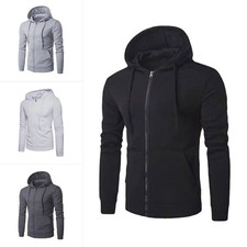 Men's Solid Color Hoodie Zip Up Jacket for Spring Summer Autumn Winter