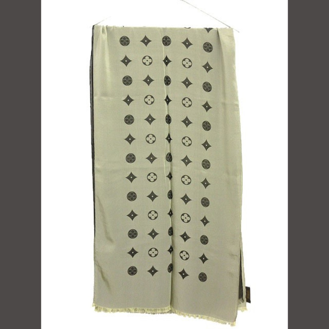 Louis Vuitton Reversible Monogram Silk Acetate Scarf Stole Ivory AA Preowned f850345