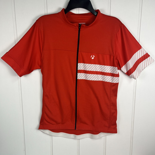 Bontrager Men’s Cycling Jersey Shirt Size L Fitted Red Short Sleeve Zip Up - Picture 1 of 10