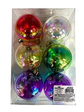 Kurt S. Adler 60MM Clear Iridescent Plastic Ball 12-Piece Ornament Set