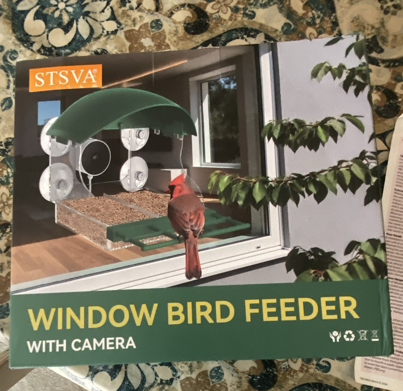 STSVA Window-Mount Seed Bird Feeder w/ Camera, Plastic, Green/Clear