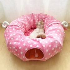 Cat Tunnel Bed for Indoor Cats,Fluffy Cat Bed Tunnel for Large cats,Multifuncti*