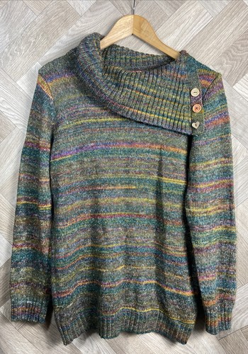 Joe Browns Strickpullover bunt grün gestreift Größe UK 14 Wollmischung