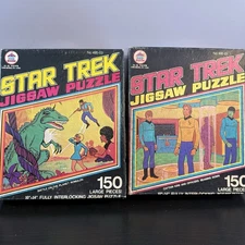 VINTAGE 1974 STAR TREK TOS PUZZLE LOT BOTH COMPLETE WITH BOXES