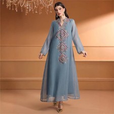 Dubai Women Abaya Long Sleeve Maxi Dress Embroidery Kaftan Islamic Robes Arab