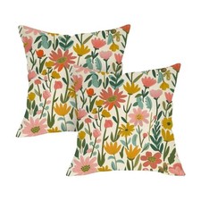 Decorative Throw Pillow Covers 18 x 18 Set of 2, Colorful Flower Wildflower