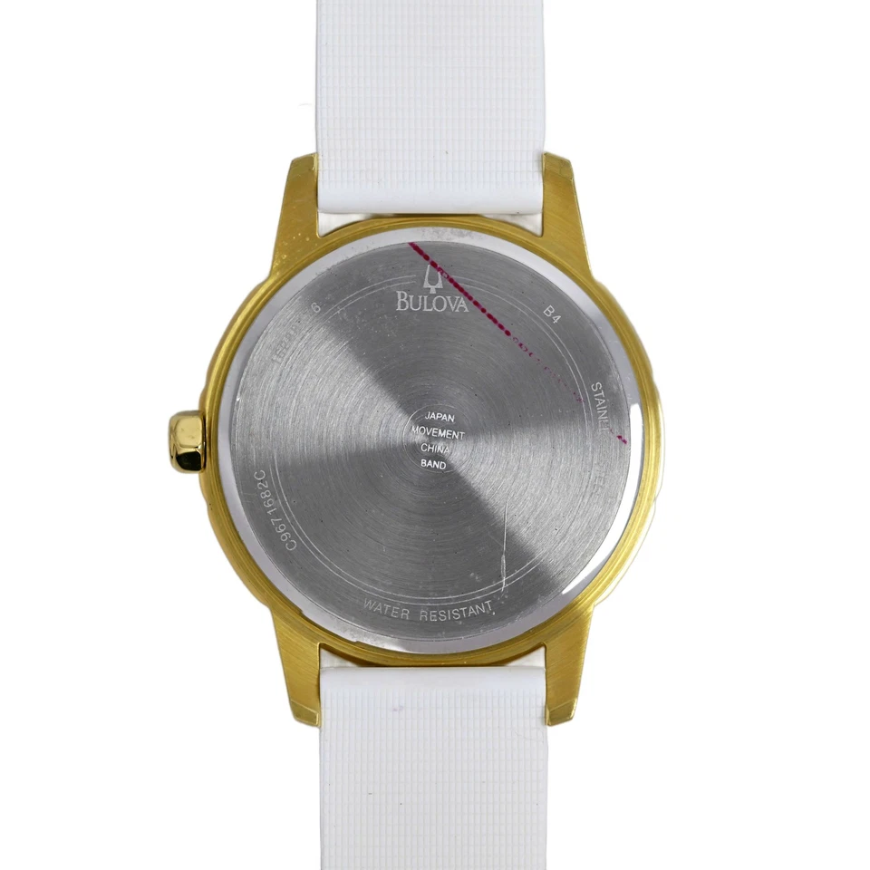 Reloj Bulova Dress chapado en oro multifunción esfera blanca para dama 97N108 Foto 3 de 4