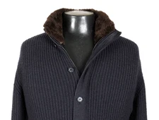 Loro Piana Cashmere / Suede / Nutria Fur Cardigan Sweater - M - $4595 Retail