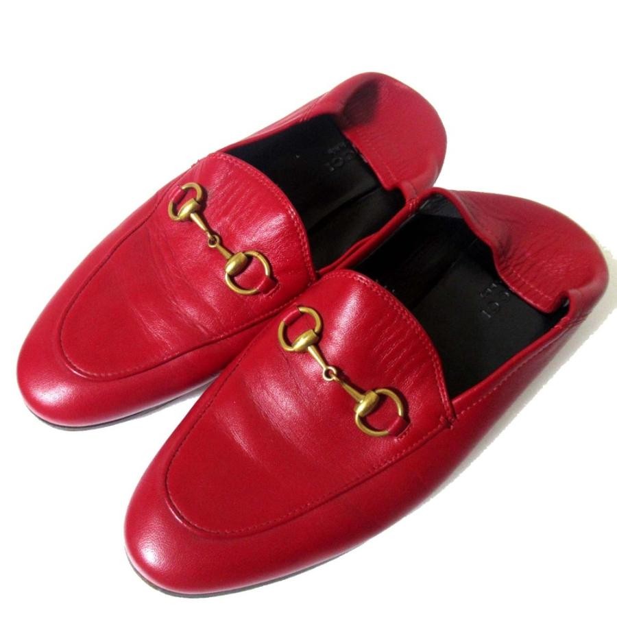 GUCCI Horsebit Leather Loafers Dress Shoes Size:36.5/JP:23.5 Red 141102K Authen