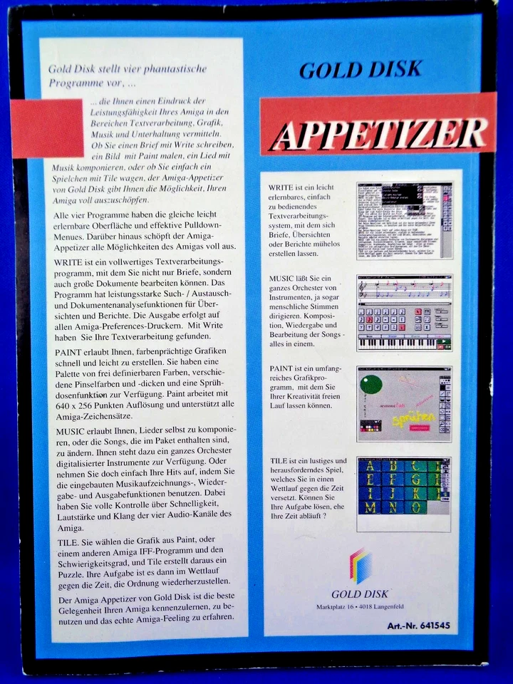 COMMODORE AMIGA -- AMIGA 500 APPETIZER (GOLD DISK - MANUAL) #2DE - Bild 2 von 2