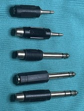 5 Pcs Stereo Audio Adapter Jack Headphones Assorted Sizes 1/4 Inch to 3.5mm
