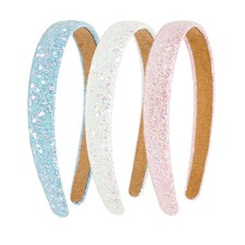 Girls Headbands, 3PCS Headbands for Girls Women Glitter Pink Blue White Headb...