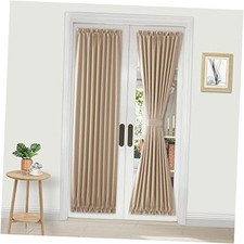 French Door Curtains   Rod Pocket Thermal 25"W x 72"L Pack of 1 Beige
