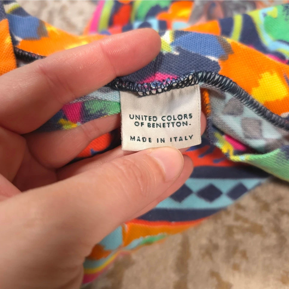 Vintage United Colors Of Benetton Hecho en Italia Retro Años 80 Rayas Mujer Talla M Foto 3 de 4