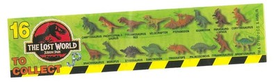 JURASSIC PARK LOST WORLD Paper Insert BPZ Shows all 16 Dinos TOMBOLA Kinder Egg