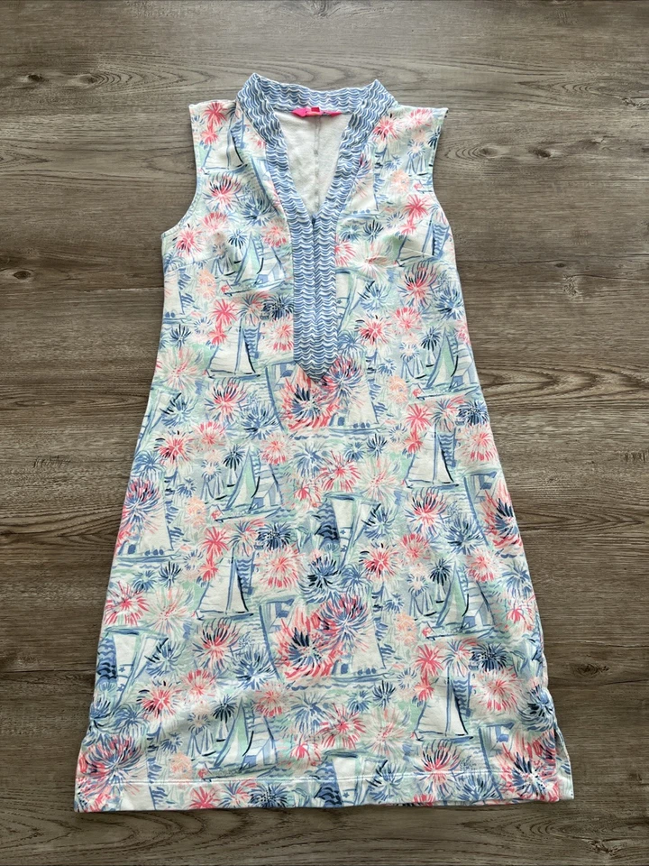 Vestido recto Lilly Pulitzer Larsen para mujer XSmall patrón de mar a mar brillante Foto 2 de 4