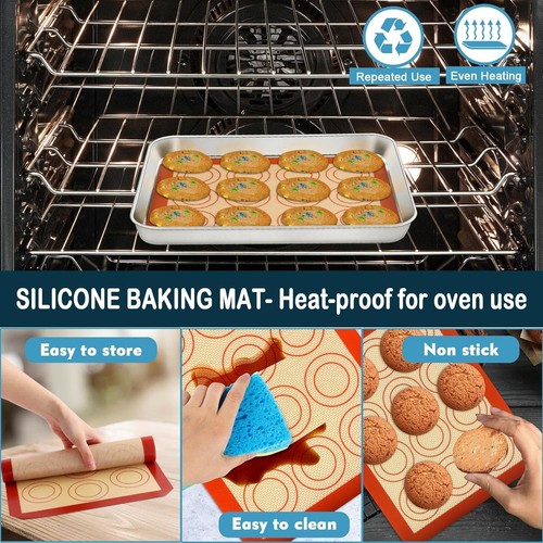 Versatile Set da Forno 3 Pezzi: Padella, Rack e Tappetino in Silicone 10,4" - Ideale per Biscotti - Foto 6 di 9