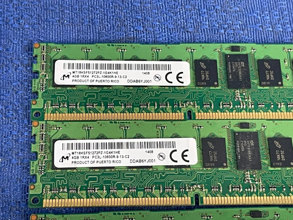 Lot of 4 Micron Crucial 1GB 184-PIN DDR PC2700R-25331-J0 MT18VDDF12872Y-335F1 - Image 2 of 4