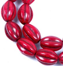16x10mm Antique Red Howlite Turquoise Melon Barrel Beads 12 16x10mm Antique Red Howlite Turquoise Melon Barrel Beads 12