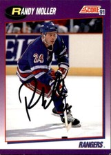Randy Moller Signed Auto 1991-92 Score Purple Version card New York Rangers