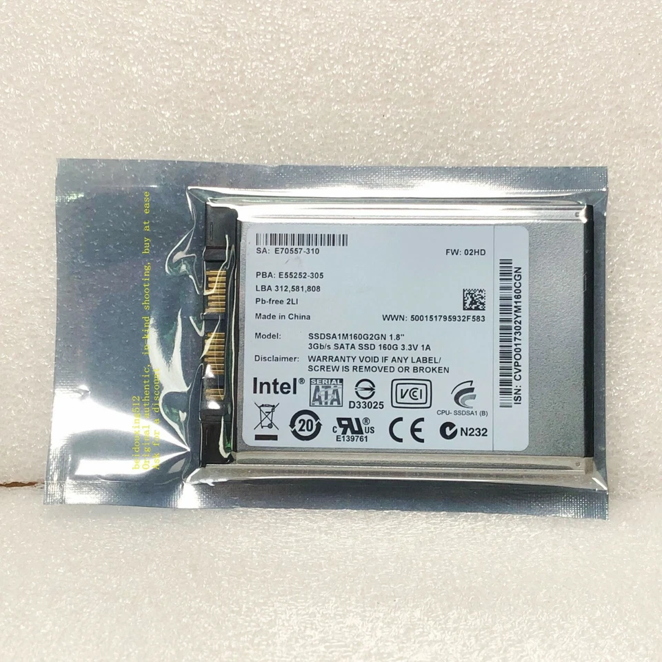 Intel 160GB SSDSA1M160G2GN 1.8" mSATA II SSD Solid State Drive - Image 3 of 4