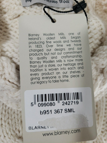 NWT BLARNEY WOOLLEN MILLS SUPERSOFT MERINO WOOL ARAN CABLE SWEATER WOMEN'S S - Picture 13 of 15