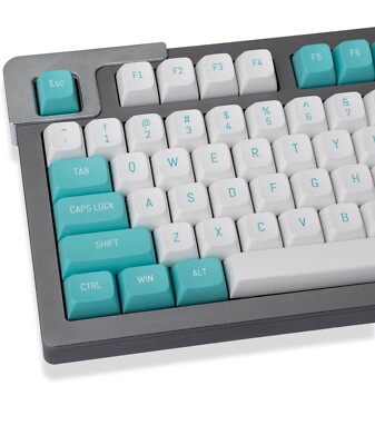 Teal And White Mechanical Keyboard Key Caps