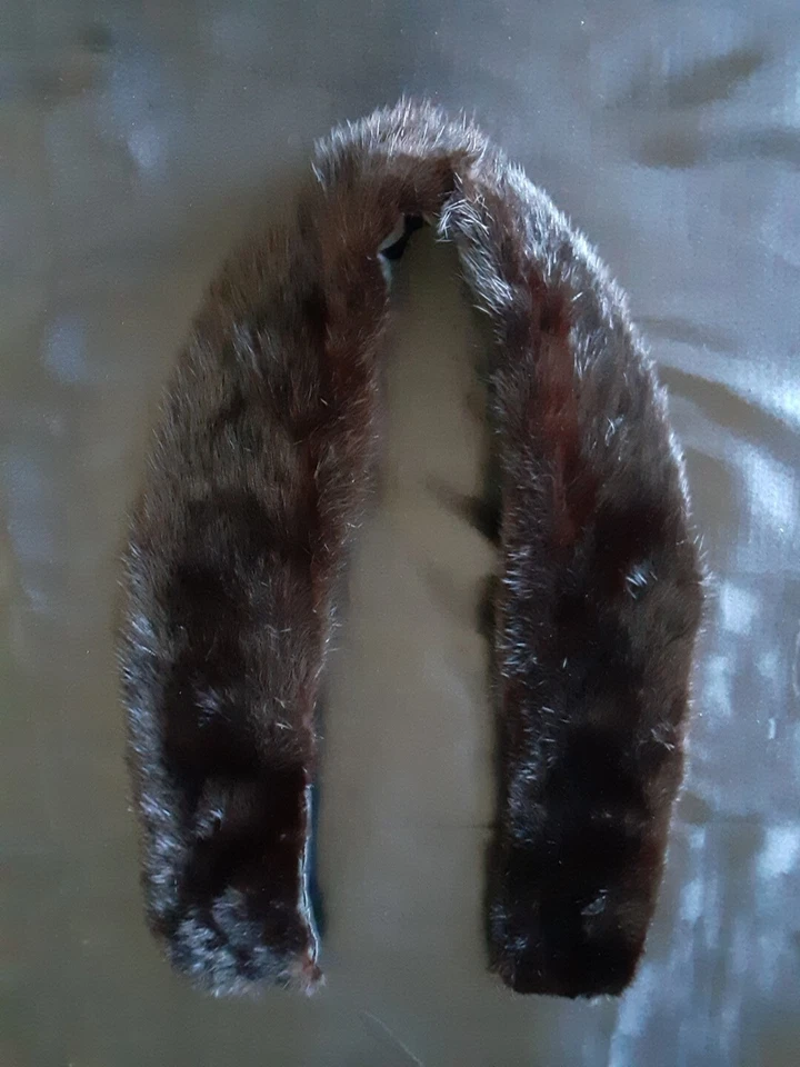 Винтажный натуральный мех норка воротник мягкий темный съемный шеи подогреватель бархата подкладка зажимы - Изображение 3 из 4