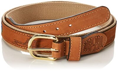 Men's Tan Leather Embroidered Belt