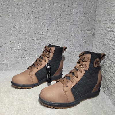 Sorel Evie II NW Lace Women's Size US 6.5 Tobacco/Black Waterproof Bootie.