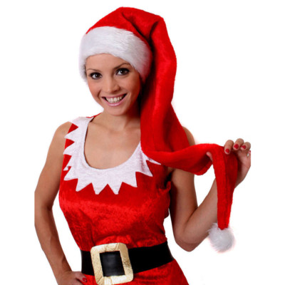 WEIHNACHTSMÜTZE EXTRA LANGER VATER WEIHNACHTEN PLÜSCH FLOPPY ERWACHSENE SCHICKES KLEID ZUBEHÖR