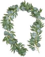 Artificial Eucalyptus and Willow Garland, 6 FT Fake Vine Greenery Leaves