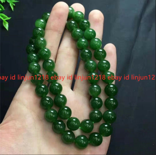 Collares de cuentas de piedras preciosas redondas de jade verde genuino de 18" AAA de 10 mm - Imagen 1 de 12