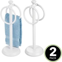 Handtuchhalter 2Er-Set Metall Weiß 2 Ringe Freistehend 36Cmm Design