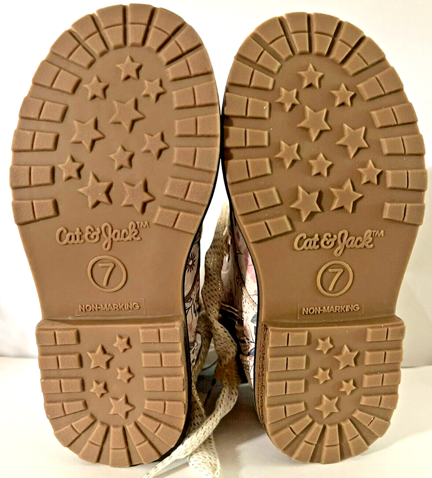 Cat and Jack Giovanna Toddler Girls Ankle Combat Boots Pink Beige Floral Size 7 eBay