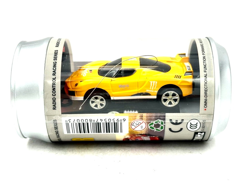 Mini 27MHz RC Soda Can Toy Race Car in Yellow