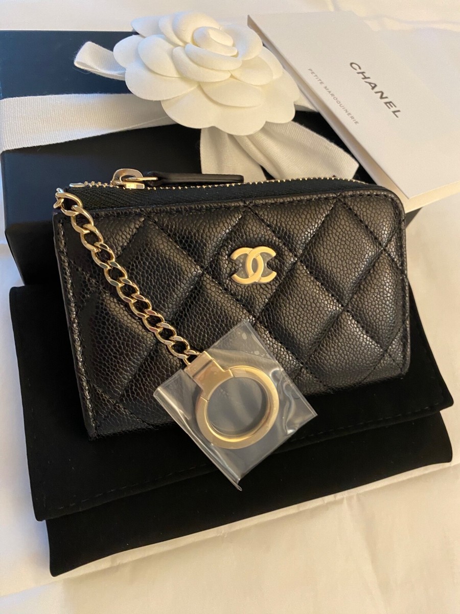 Chanel Classic Zipped Key Holder Black Caviar Leather Card Chanel Classic Zipped Key Holder Black Caviar Leather Card