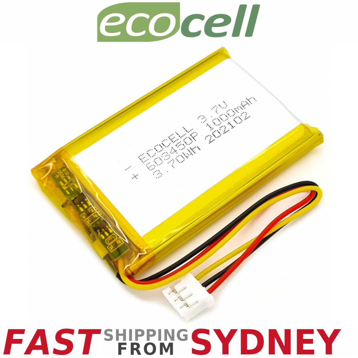 Polymer Lithium Ion Battery LiPo 1000mAh 3.7V 603450 JST 3 Pin