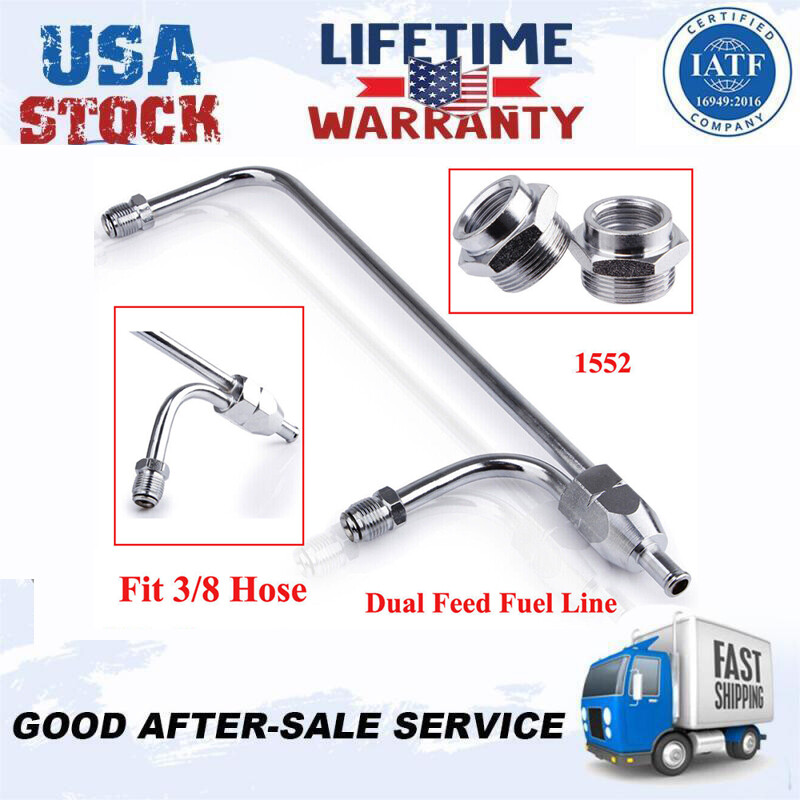 Chrome Dual Inlet Fuel Line For 4150 Carburetor - 5/8-18 Outlets, 3/8 Inlet, Steel 7 thumbnail image